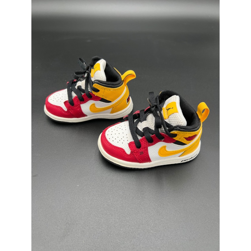 Jordan 1 Mid Crib Bootie White University Red Yellow DJ0335-067 Size 5C